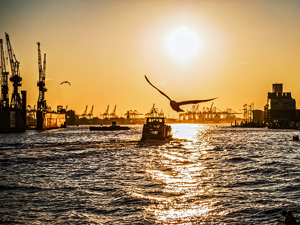 traumhafter Blick über den Hamburger Hafen