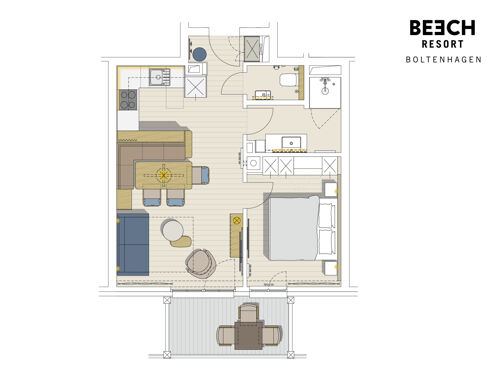 zimmerbild 2-raum appartement meerblick b